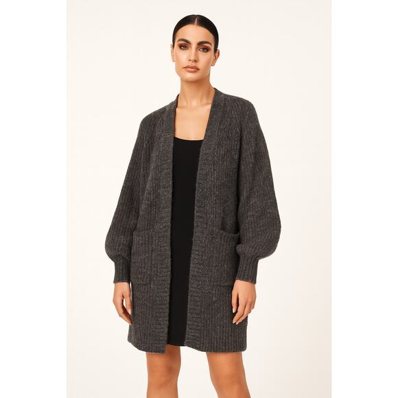 MUNTHE Riga Knit Long Loose Wool Ribbed Long Cardigan Size 10 NWT - Picture 1 of 11